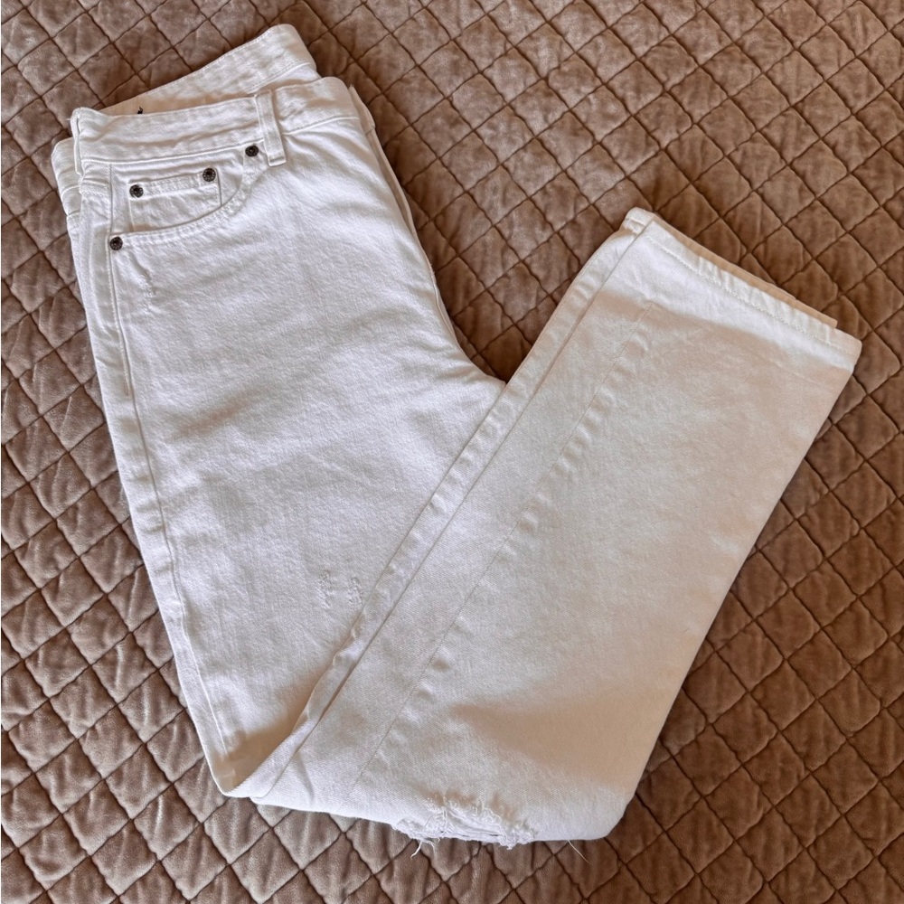 J. Crew Women's white‎ Straight Leg distressed Jeans size 29 neutral palette
